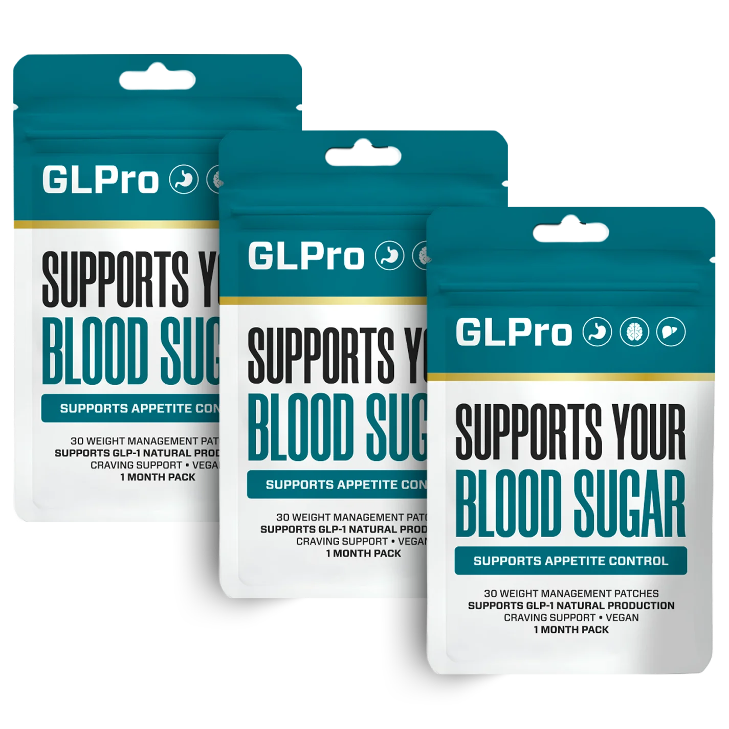 GLPro Patches 3-pack, three monthly pouches